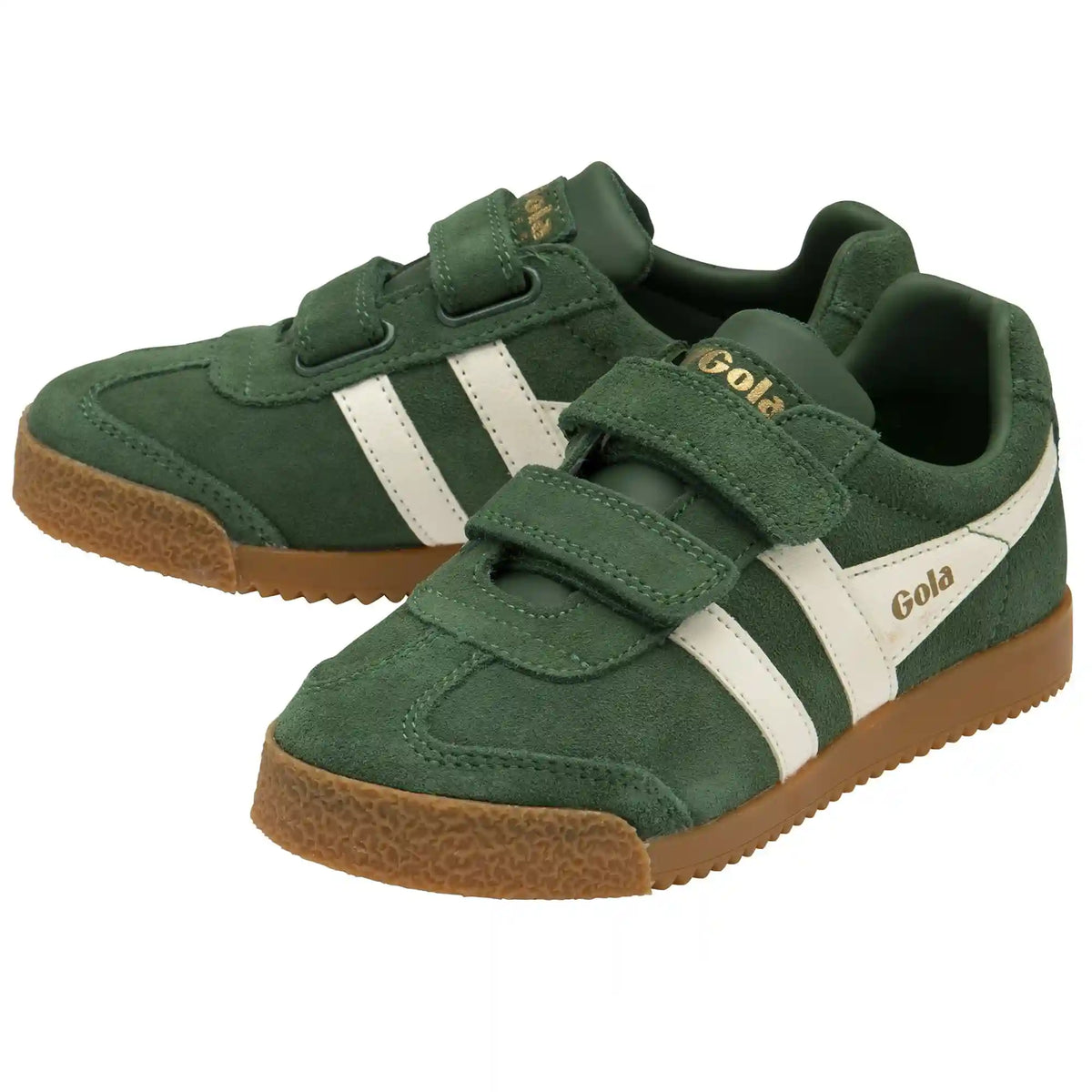 Gola Classics Kids' Harrier Strap Sneakers - Evergreen/Off White
