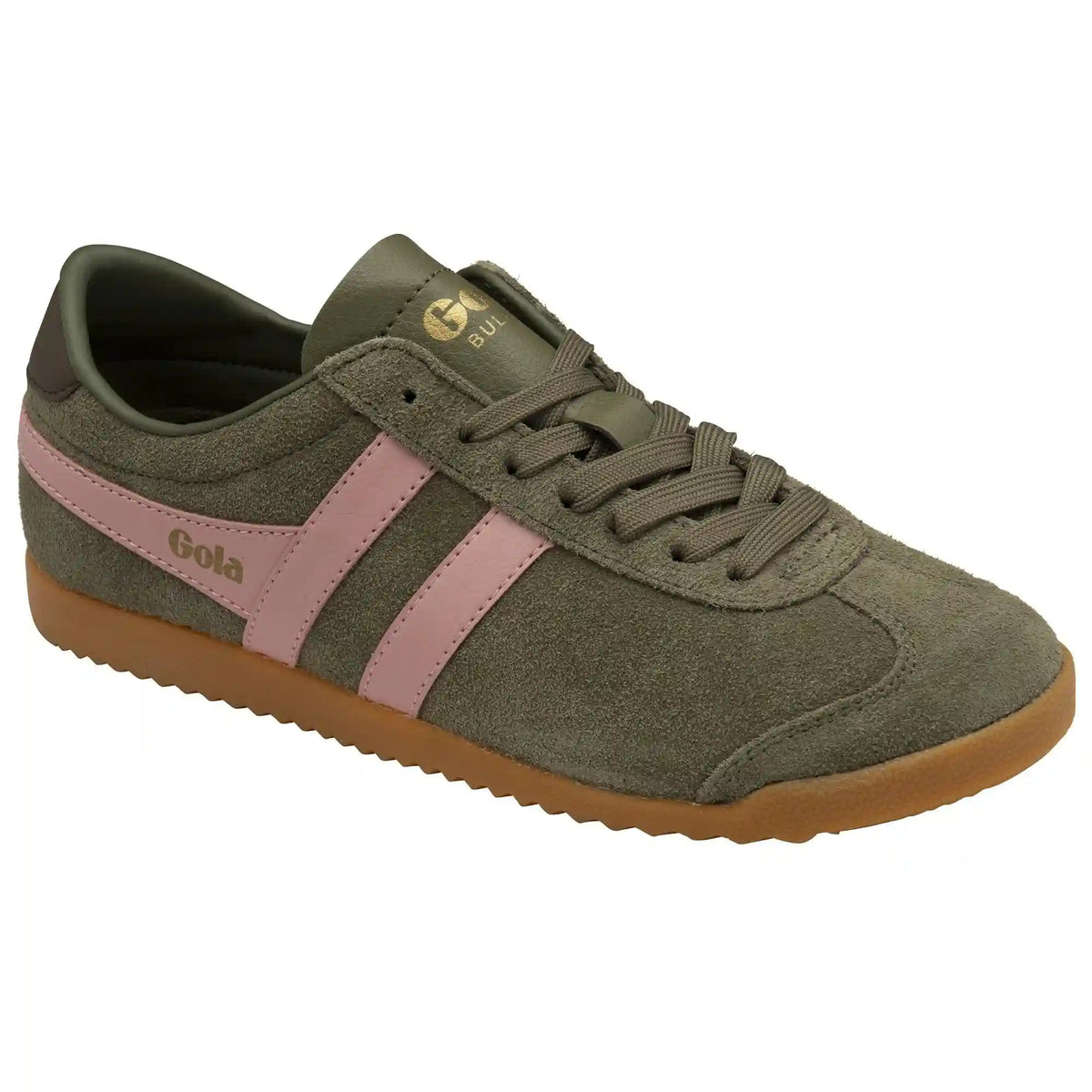 Gola Classics Women's Bullet Suede Sneakers - Khaki/Coral Pink/Dark Brown