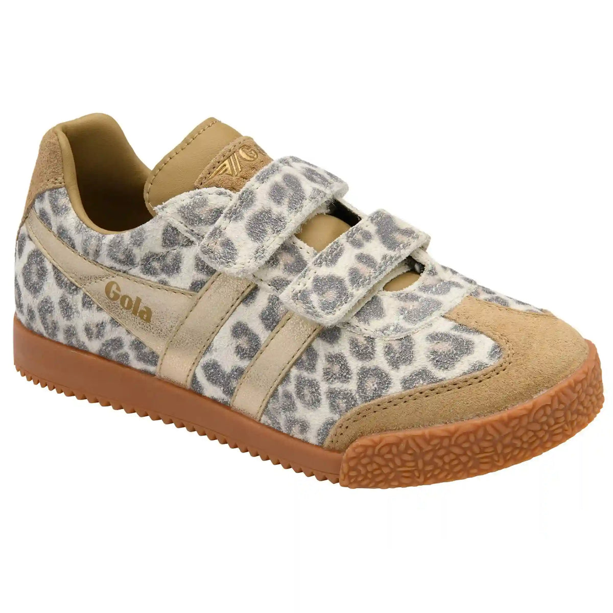 Gola Classics Kids' Harrier Safari Strap sneakers - Snow Leopard/Light Caramel/Gold