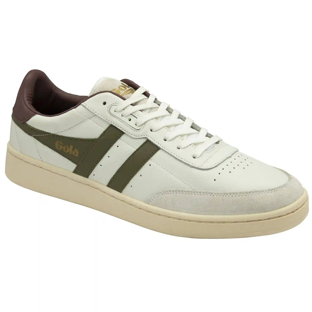 Gola Classics Men's Contact Leather Sneakers - White/Khaki/Burgundy