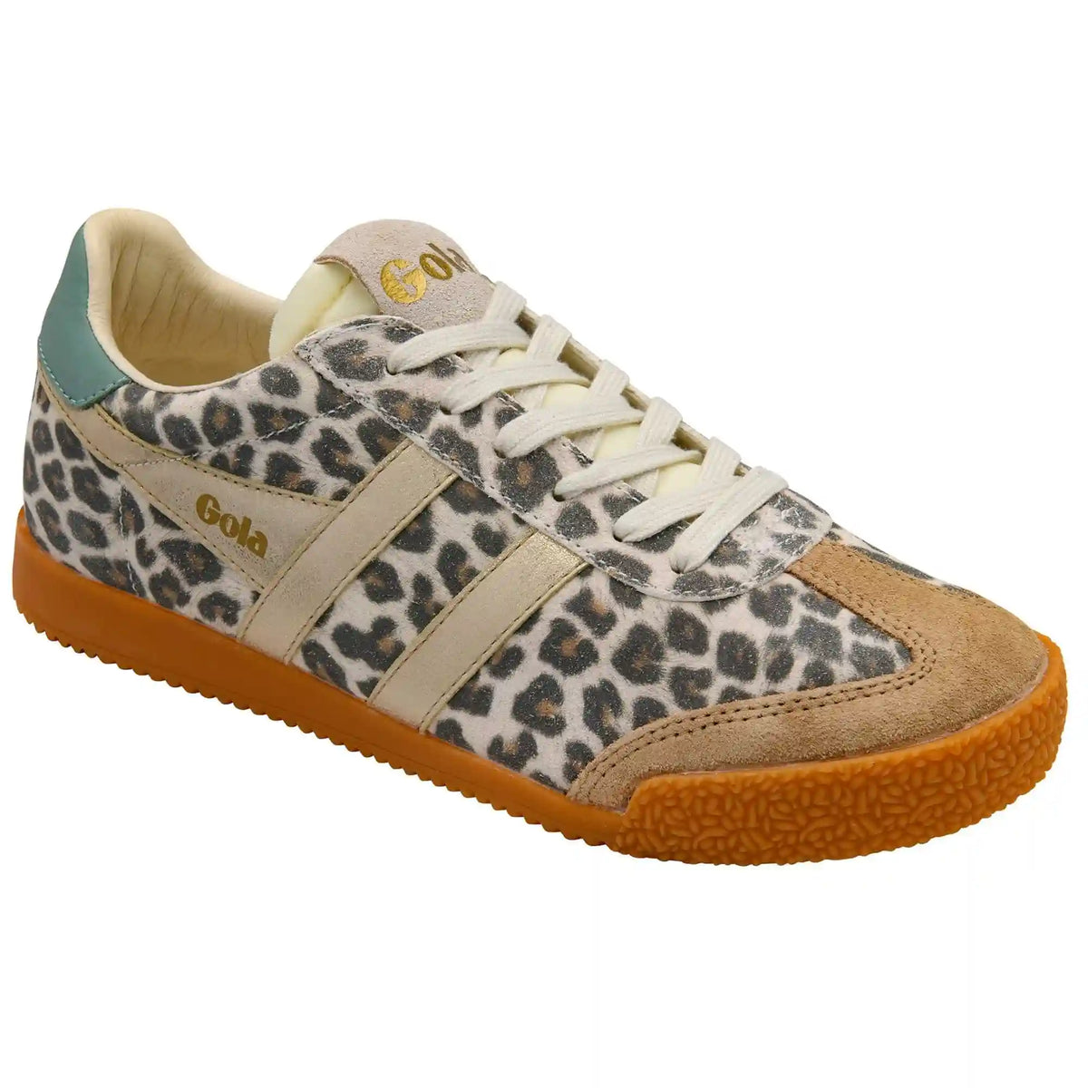 Gola Classics Women's Elan Safari Sneakers - Snow Leopard/Light Caramel/Gold/Green Mist