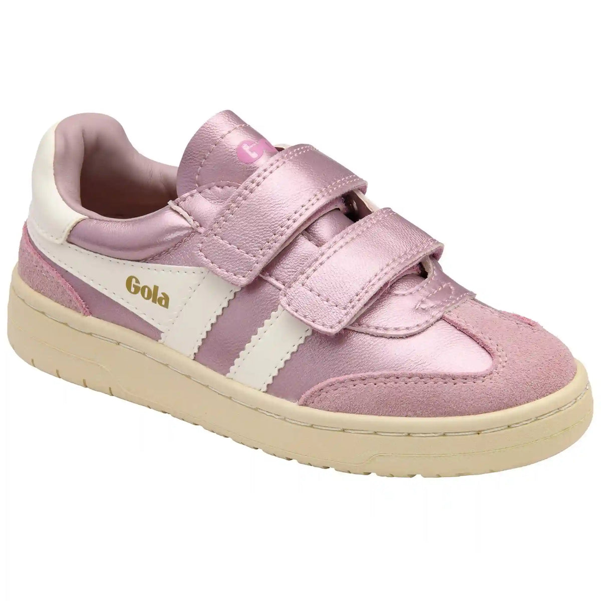 Gola Classics Kids' Viper Glimmer Strap Sneakers - Pastel Pink/Off White