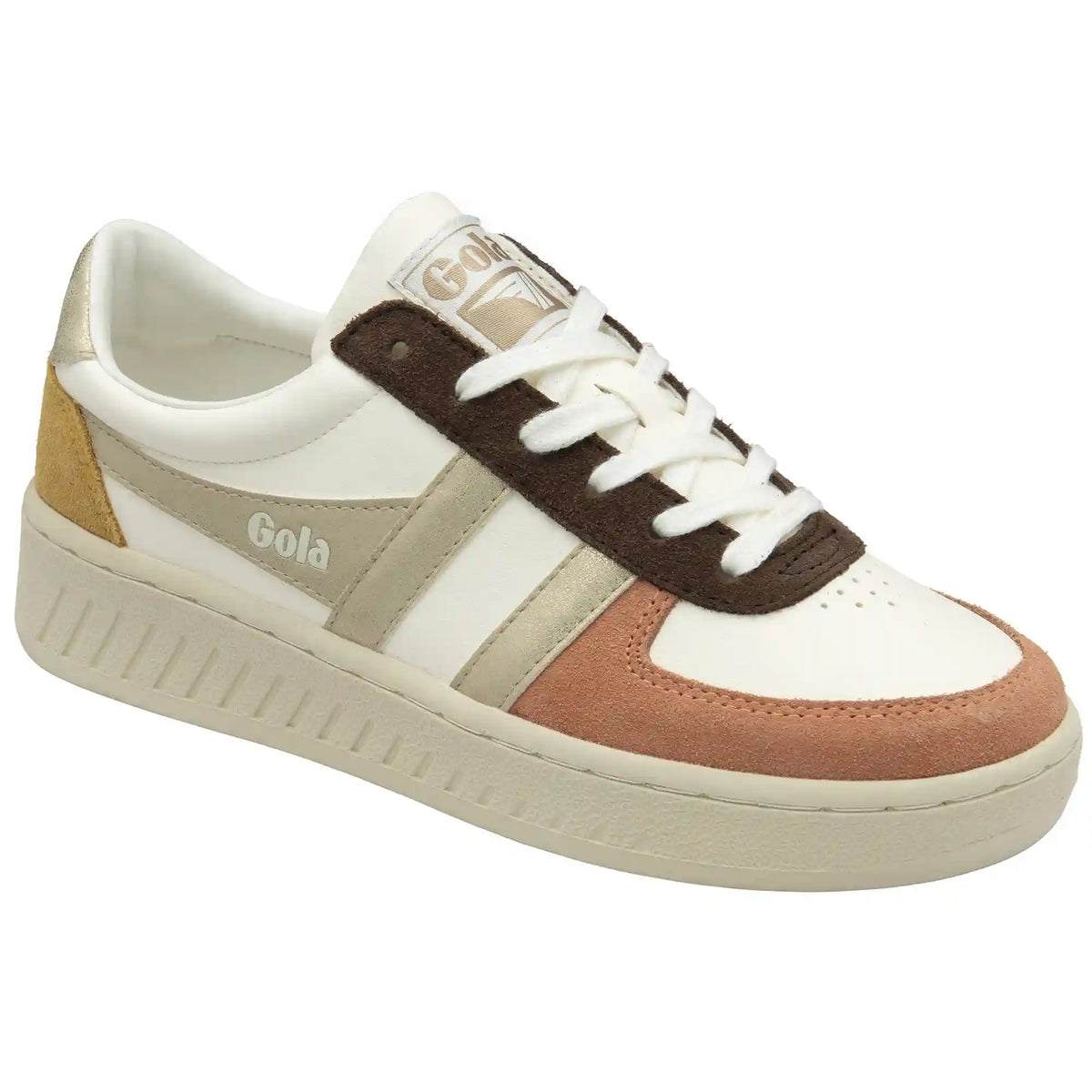 Gola Classics Women's Grandslam Quadrant Sneakers - Off White/Terracotta/Gold/Mustard