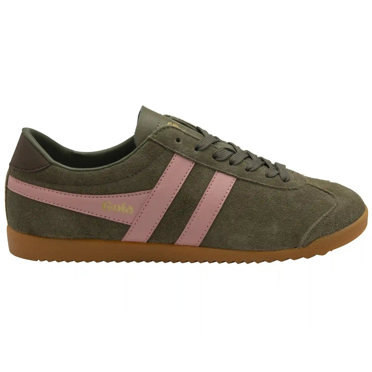 Gola Classics Women's Bullet Suede Sneakers - Khaki/Coral Pink/Dark Brown