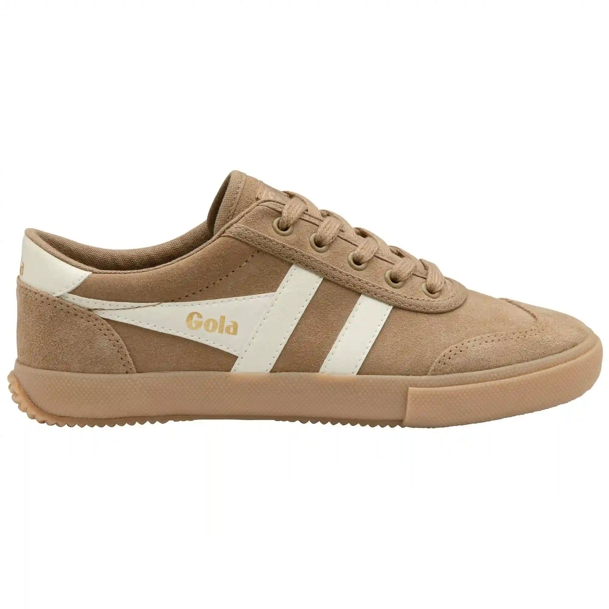 Gola Classics Women's Badminton Suede Plimsoll Sneakers - Light Caramel/Off White/Gum
