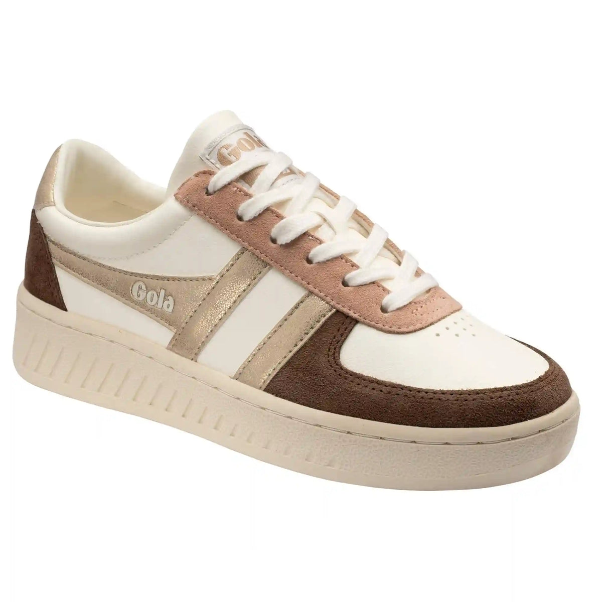 Gola Classics Women's Grandslam Quadrant Sneakers - Off White/Otter/Gold/Dark Brown