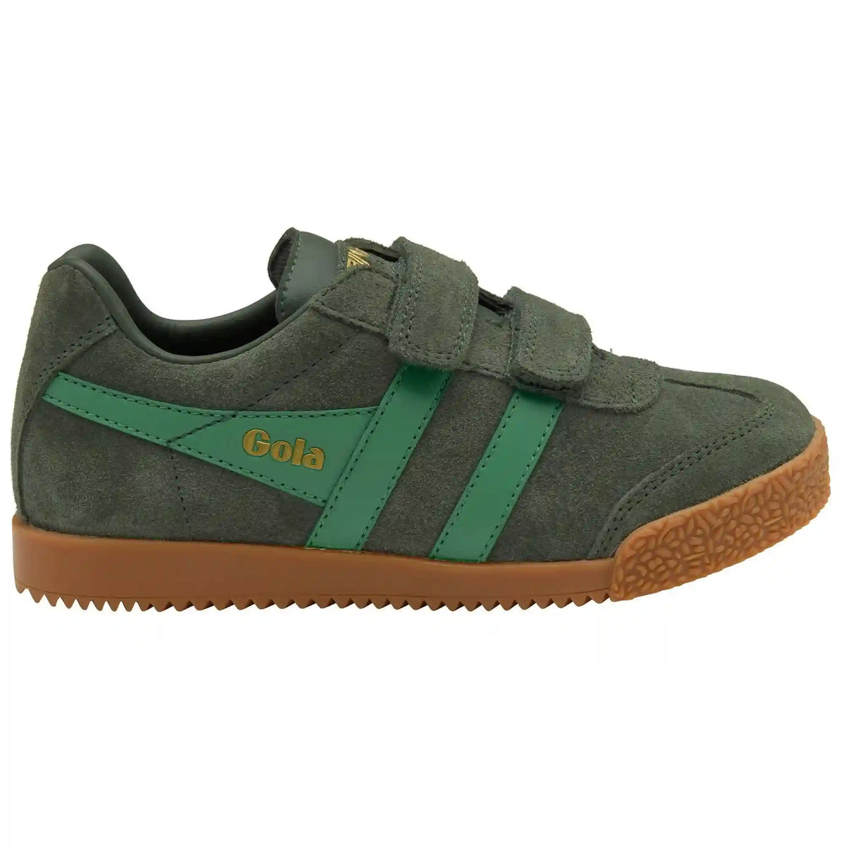 Gola Classics Kids' Harrier Strap Sneakers - Dark Khaki/Emerald
