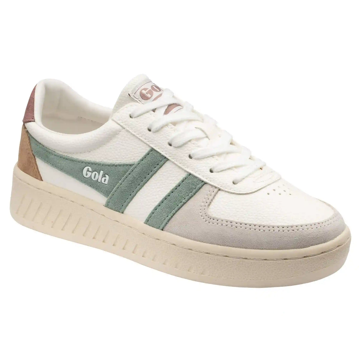 Gola Classics Women's Grandslam Trident Sneakers - White/Green Mist/Brownrose