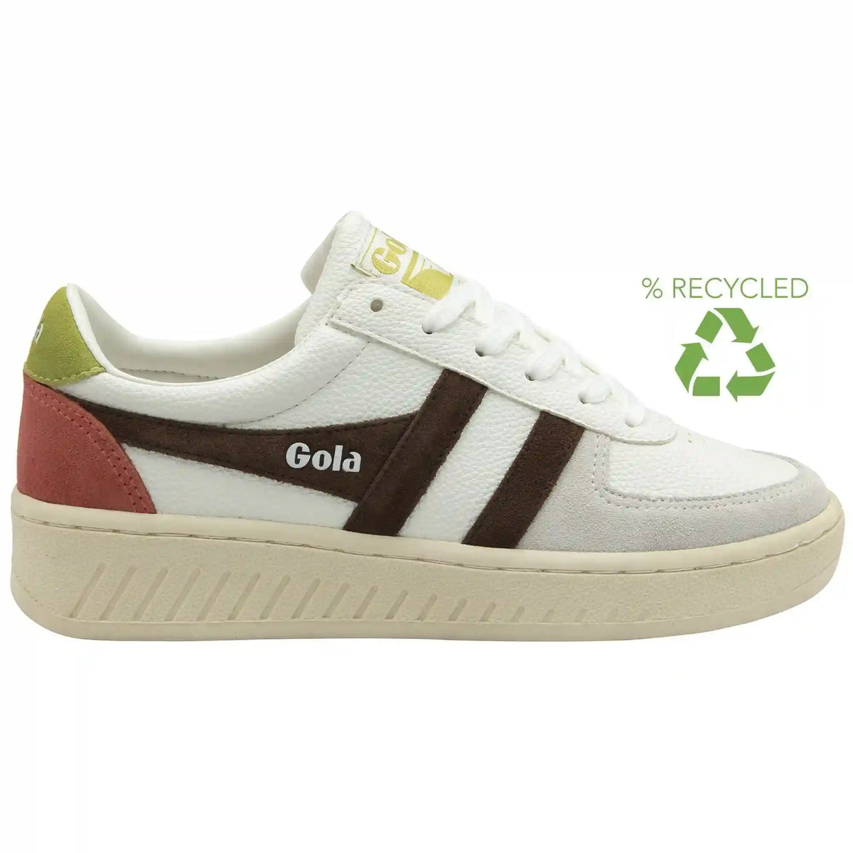 Gola Classics Women's Grandslam Trident Sneakers - White/Dark Brown/Moss