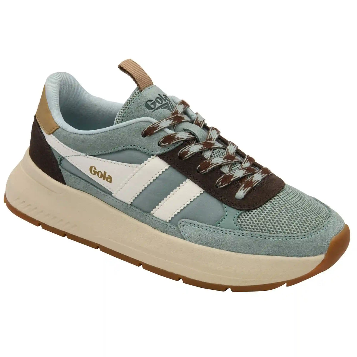 Gola Classics Women's Phoenix Sneakers - Green Mist/Dark Brown/Light Caramel