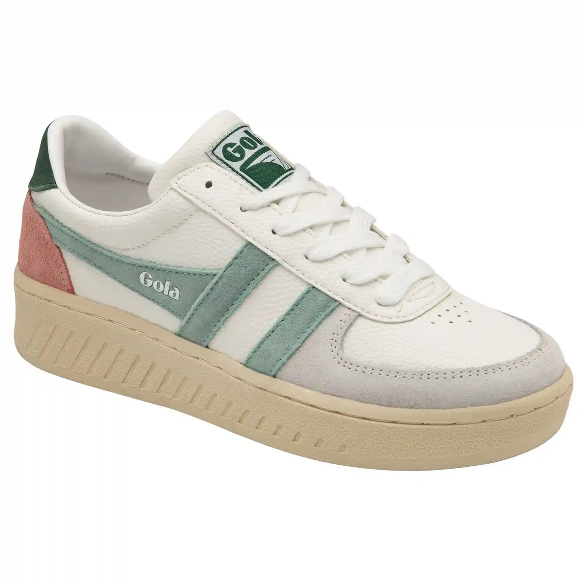 Gola Classics Women's Grandslam Trident Sneakers - White/Green Mist/Evergreen