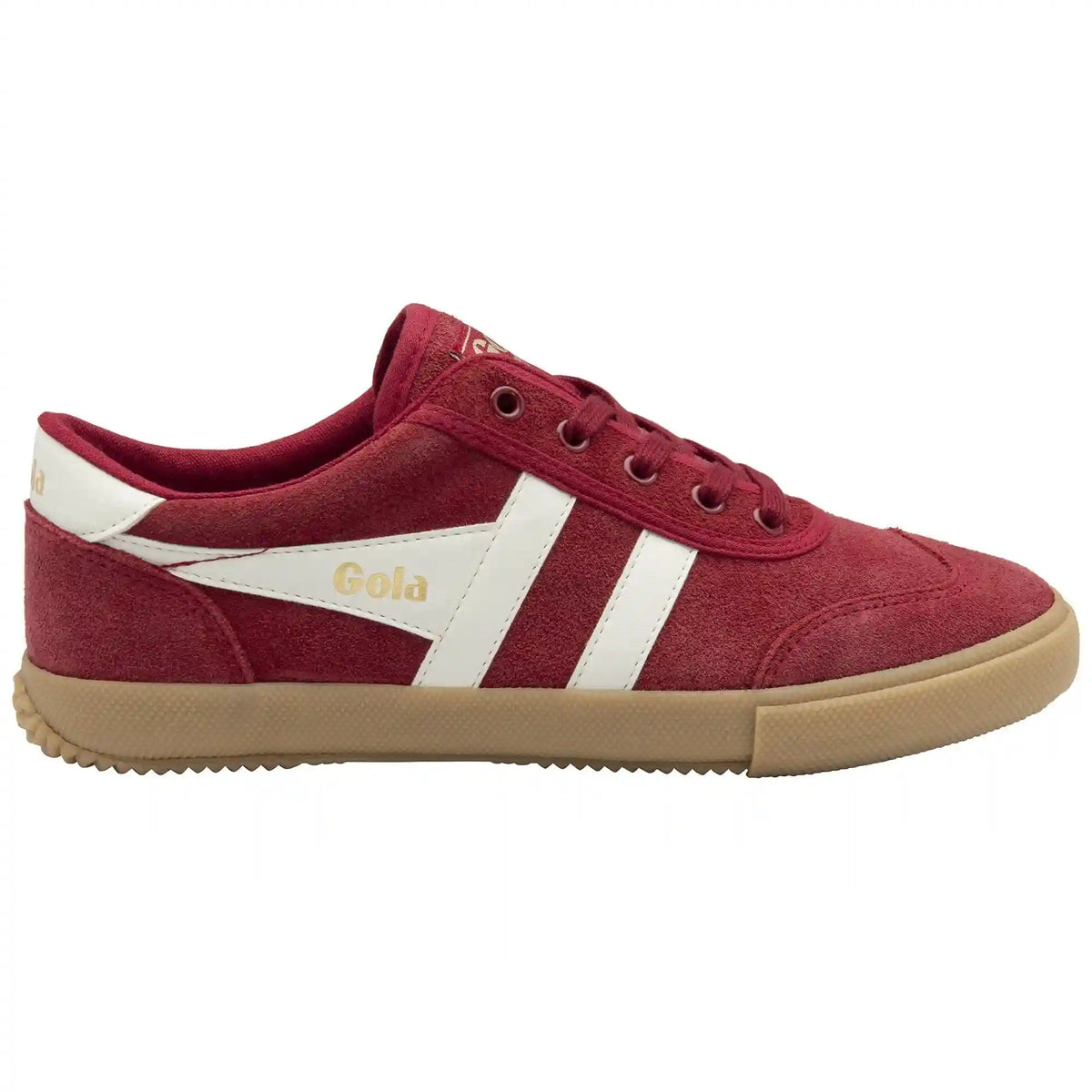 Gola Classics Women's Badminton Suede Plimsoll Sneakers - Deep Red/Off White/Gum