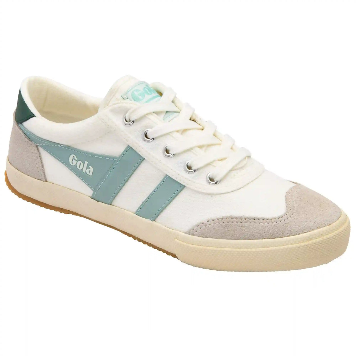 Gola Classics Women's Badminton Plimsoll Sneakers - Off White/Surf/Evergreen
