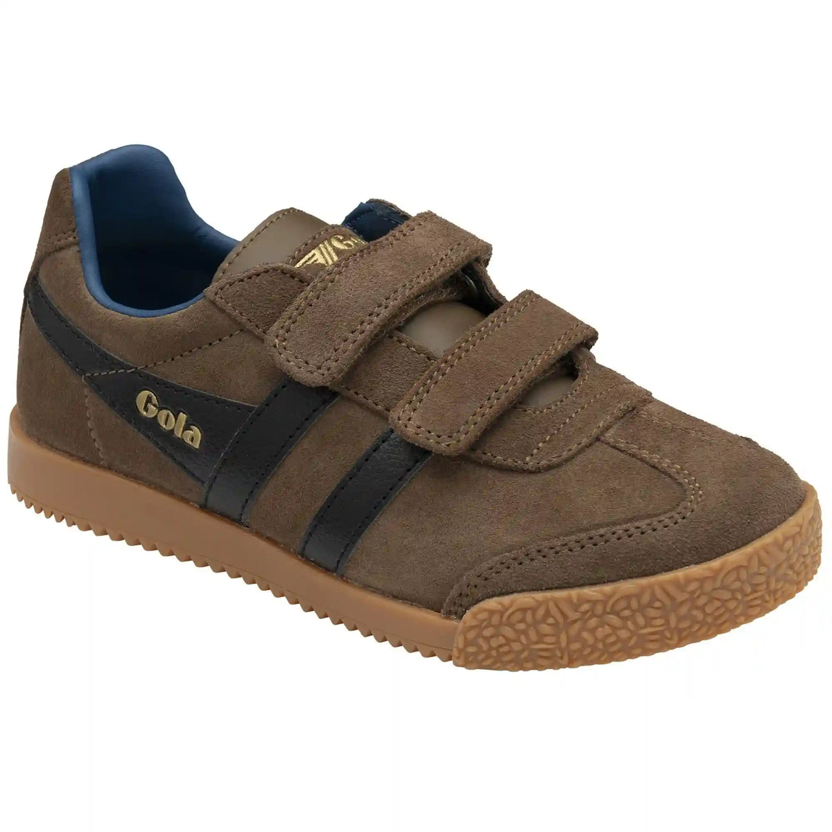 Gola Classics Kids' Harrier Strap Sneakers - Otter/Black/Marine Blue